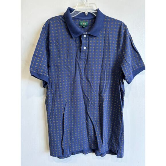 Vintage J.Crew Polo Shirt Mens Size Large Tall Blue Paisley Print - Picture 1 of 4